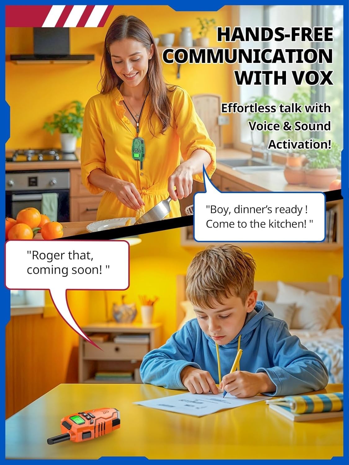 Kids Rechargeable Walkie Talkies 2 Pack Long Range VOX 2 Way Radio