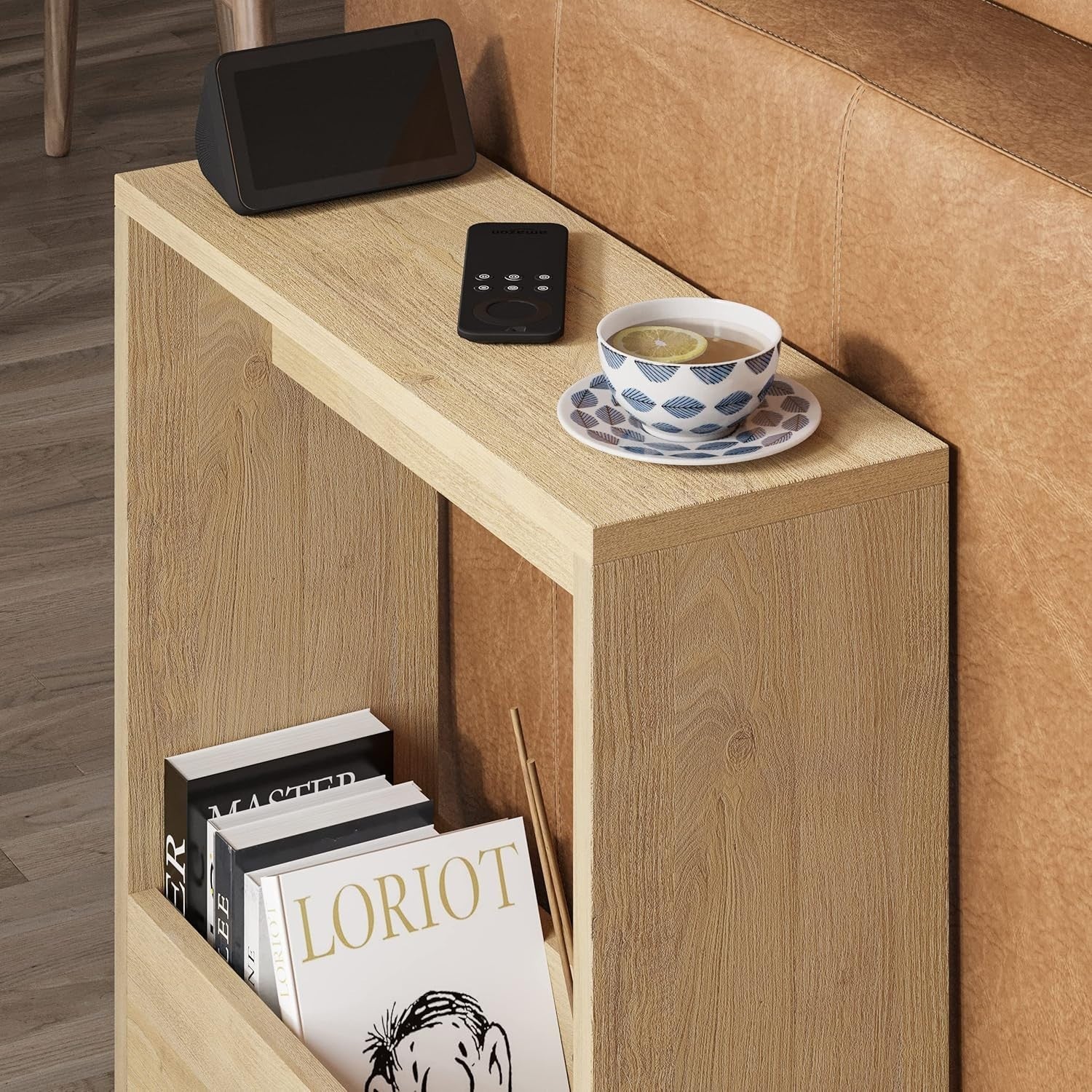 Oak Side Table with Magazine Rack – Space-Saving Storage & Stylish Finish
