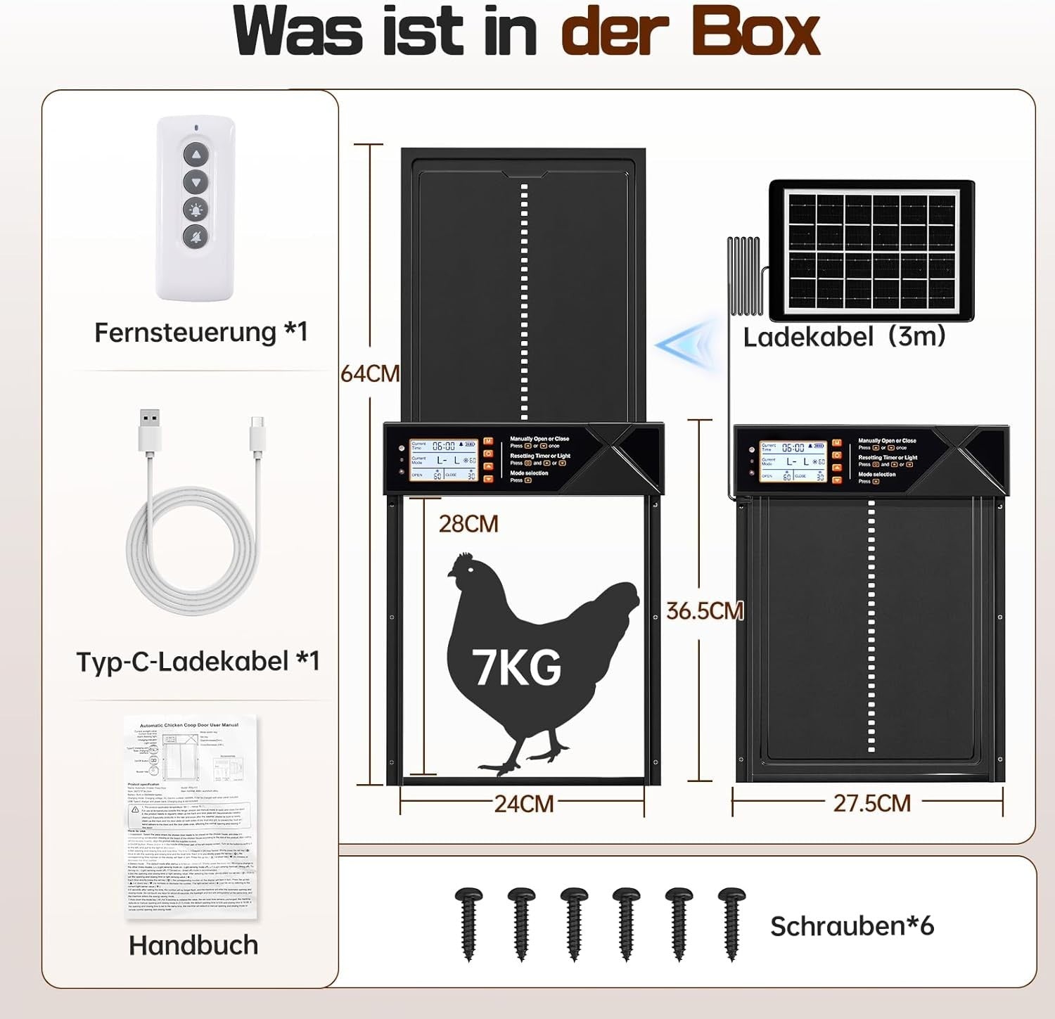 Extra Large Solar Automatic Chicken Coop Door 28x24cm