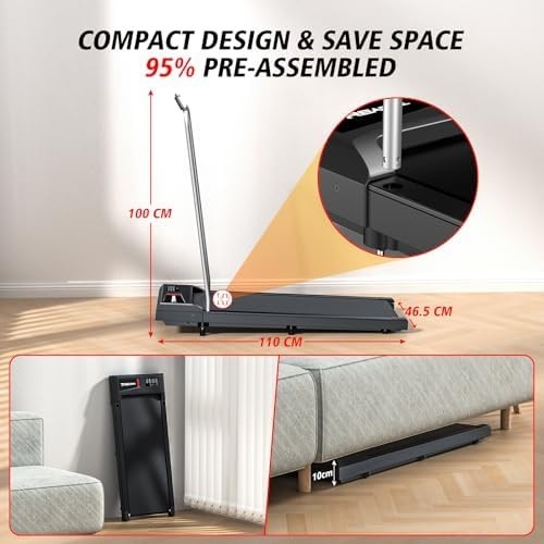 2-in-1 Walking Pad Treadmill 2.5HP Incline Mini Home Under Desk w/ LED