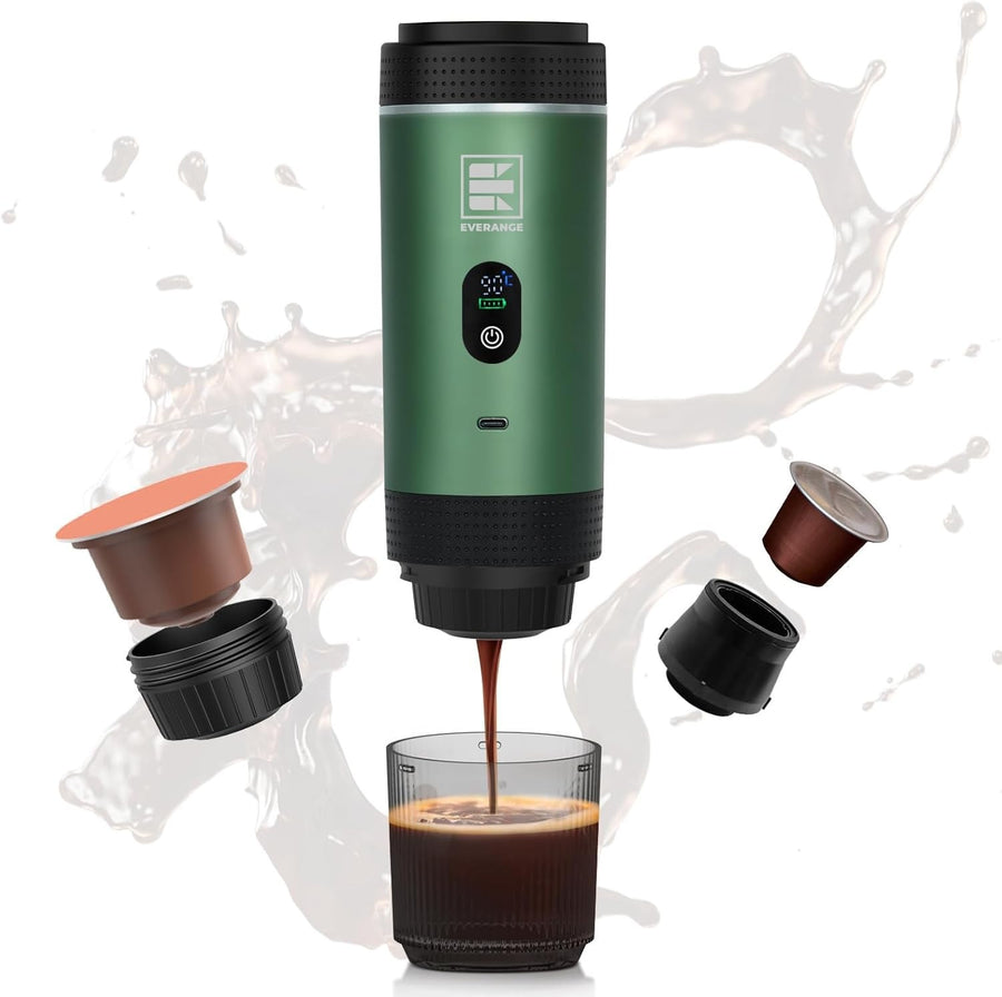 Portable 20Bar Travel Espresso Maker with LCD | Self-Heating Coffee Machine