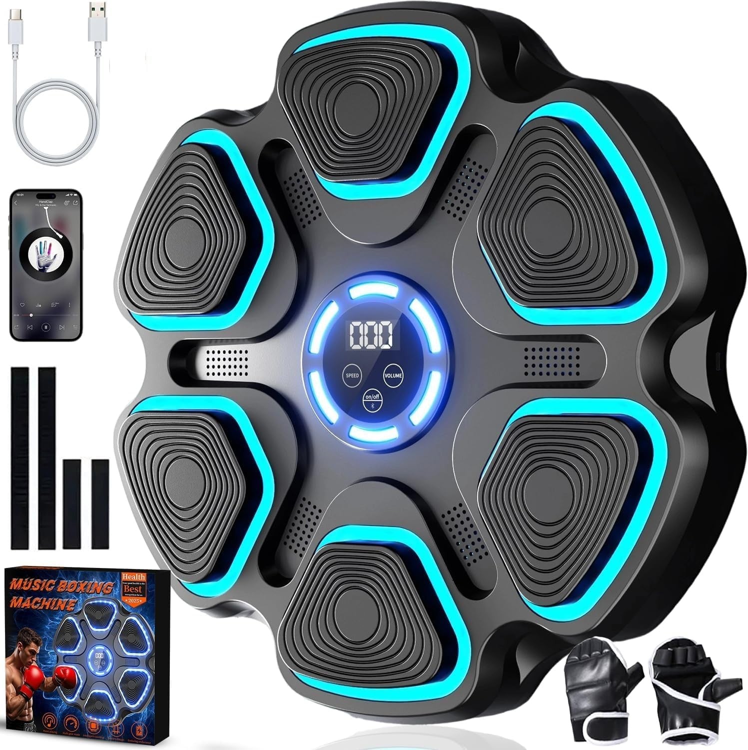 Music Boxing Machine LED Punch Trainer Bluetooth Wall Mounted Score Display