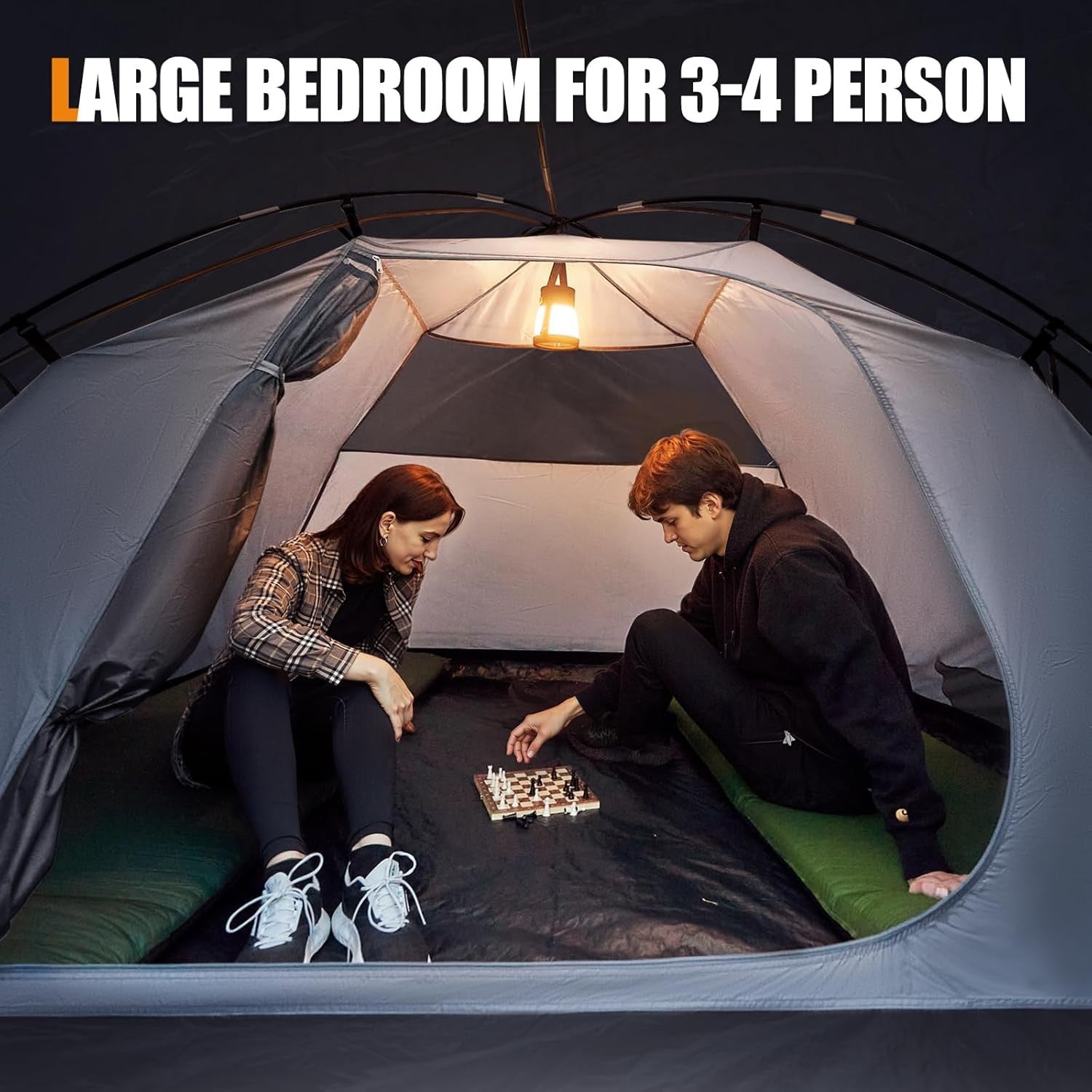 Portal 3-4 Person Blackout Camping Tent Waterproof Dome with Porch