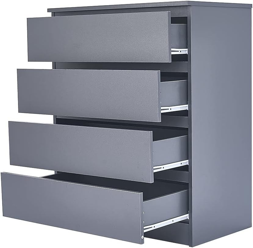 Modern Grey 4 Drawer Chest Bedroom Storage Cabinet Wood Unit 70cm Wide