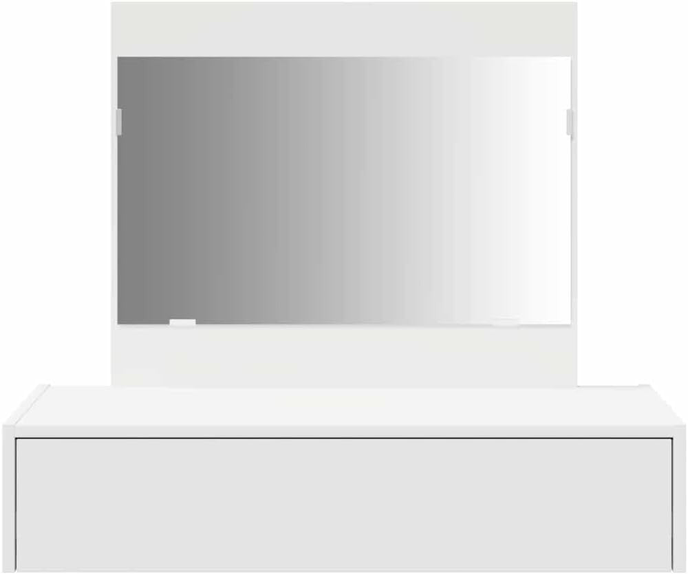 White Modern Dressing Table Vanity Makeup Desk w/ Drawer Mirror Storage 83 x 40