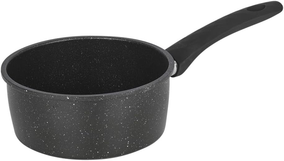 16cm Non Stick Milk Pan with Soft Touch Handle Black Marble Coating