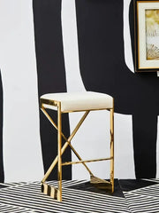 Ivory Gold Bar Stool Velvet Seat Modern Kitchen Island Counter Breakfast