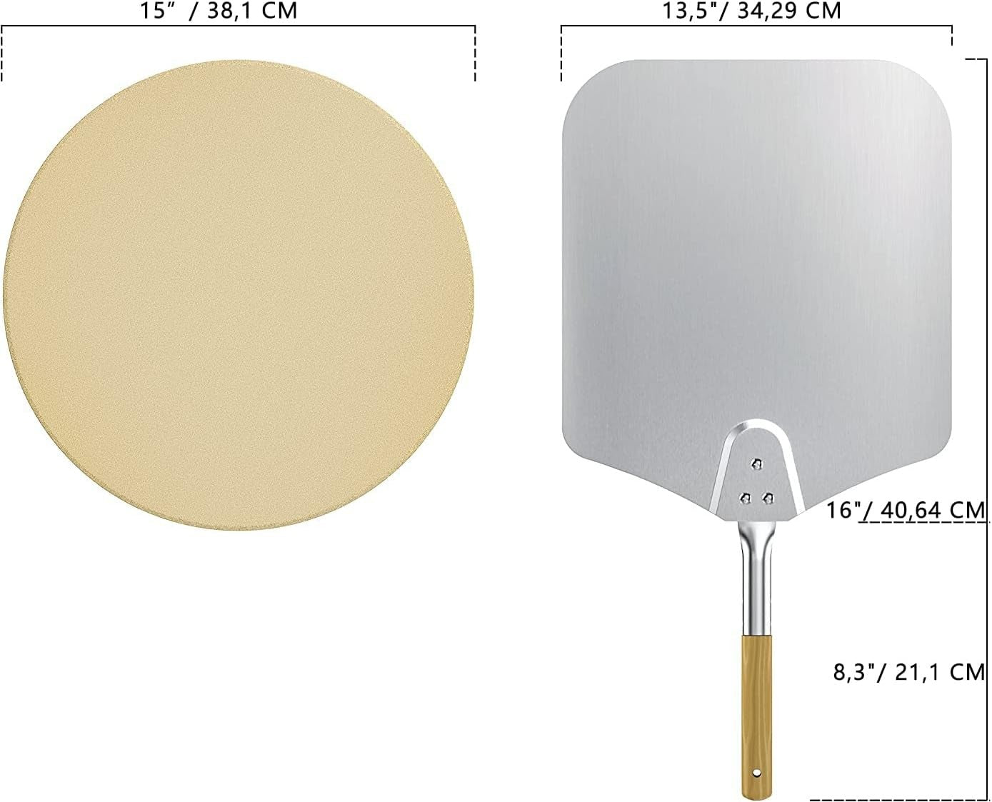 Pizza Oven Conversion Kit for BBQ Grills | 57cm Stone Set with Peel & Thermomete