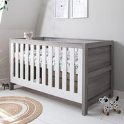 3in1 Wooden Baby Cot Bed Toddler Day Bed Adjustable Rails White/Grey Ash 140x70
