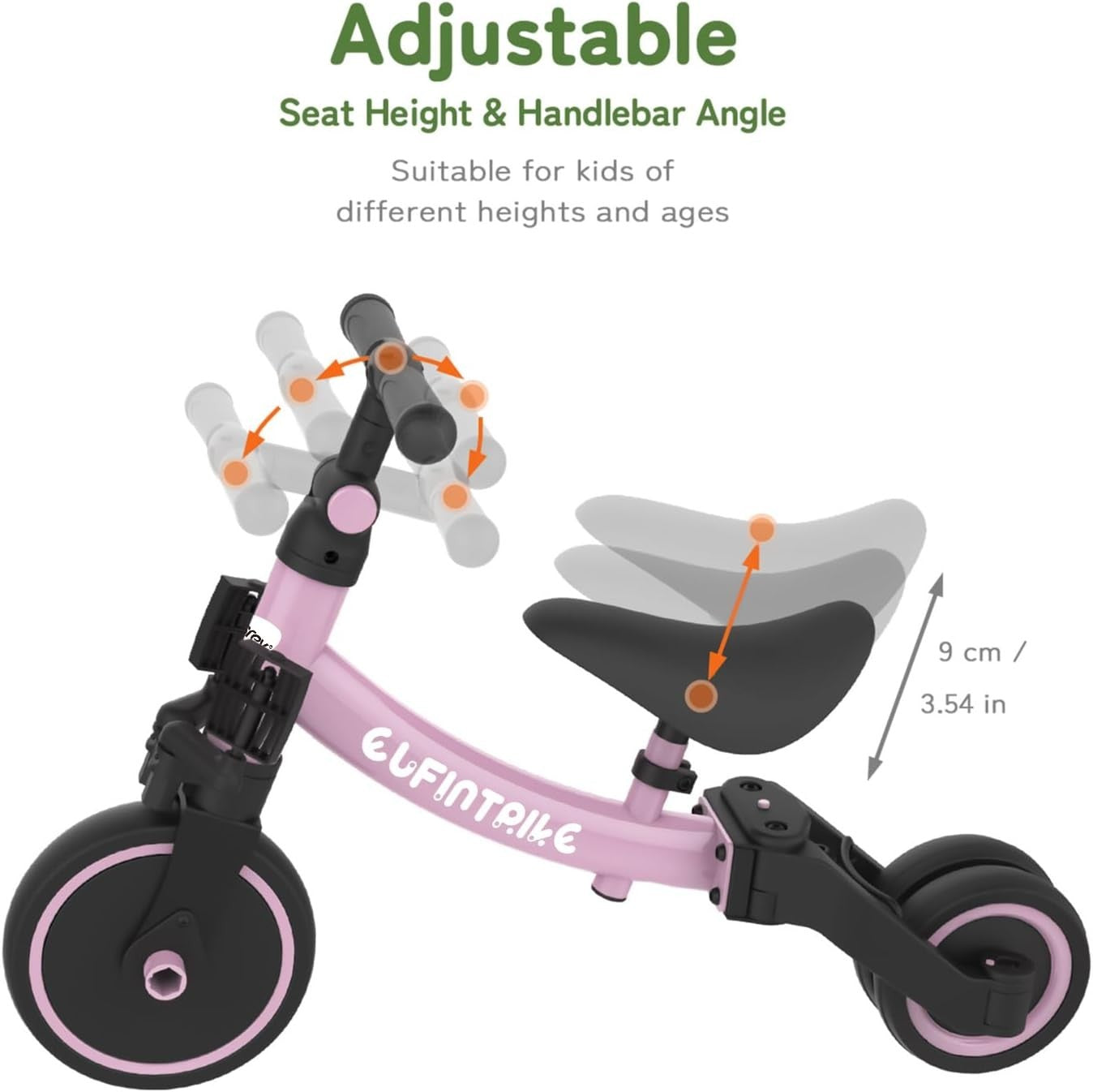 5 In 1 Toddler Tricycle Balance Bike Kids Ride On Removable Pedals Purple
