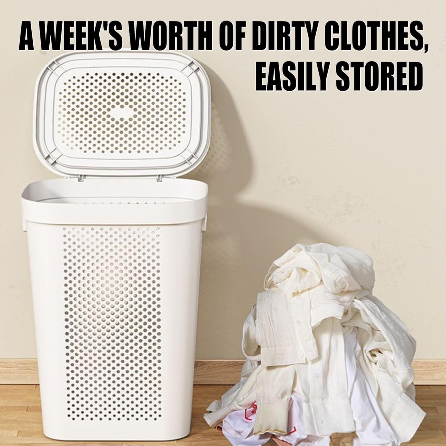 Rolling Laundry Hamper with Lid & Handle | Large Ventilated 1-Compartment Basket