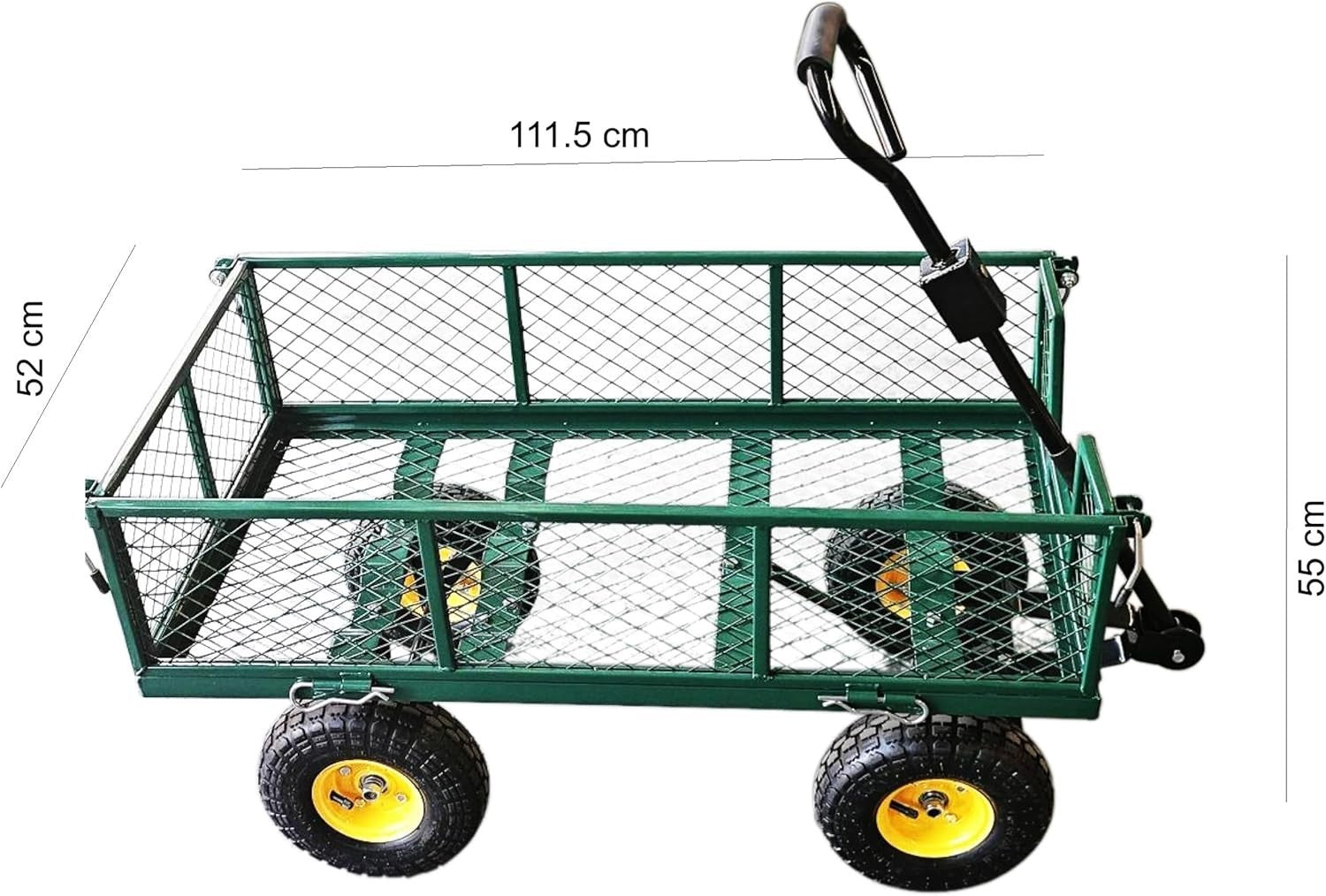 75L Lightweight Garden Dump Cart Wagon with 180° Handle & Pneumatic Wheels Green