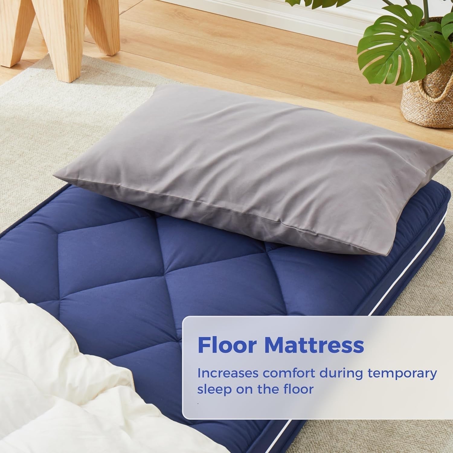 Memory Foam Floor Mattress Pad Portable Folding Bed Topper Sleeping Mat Blue