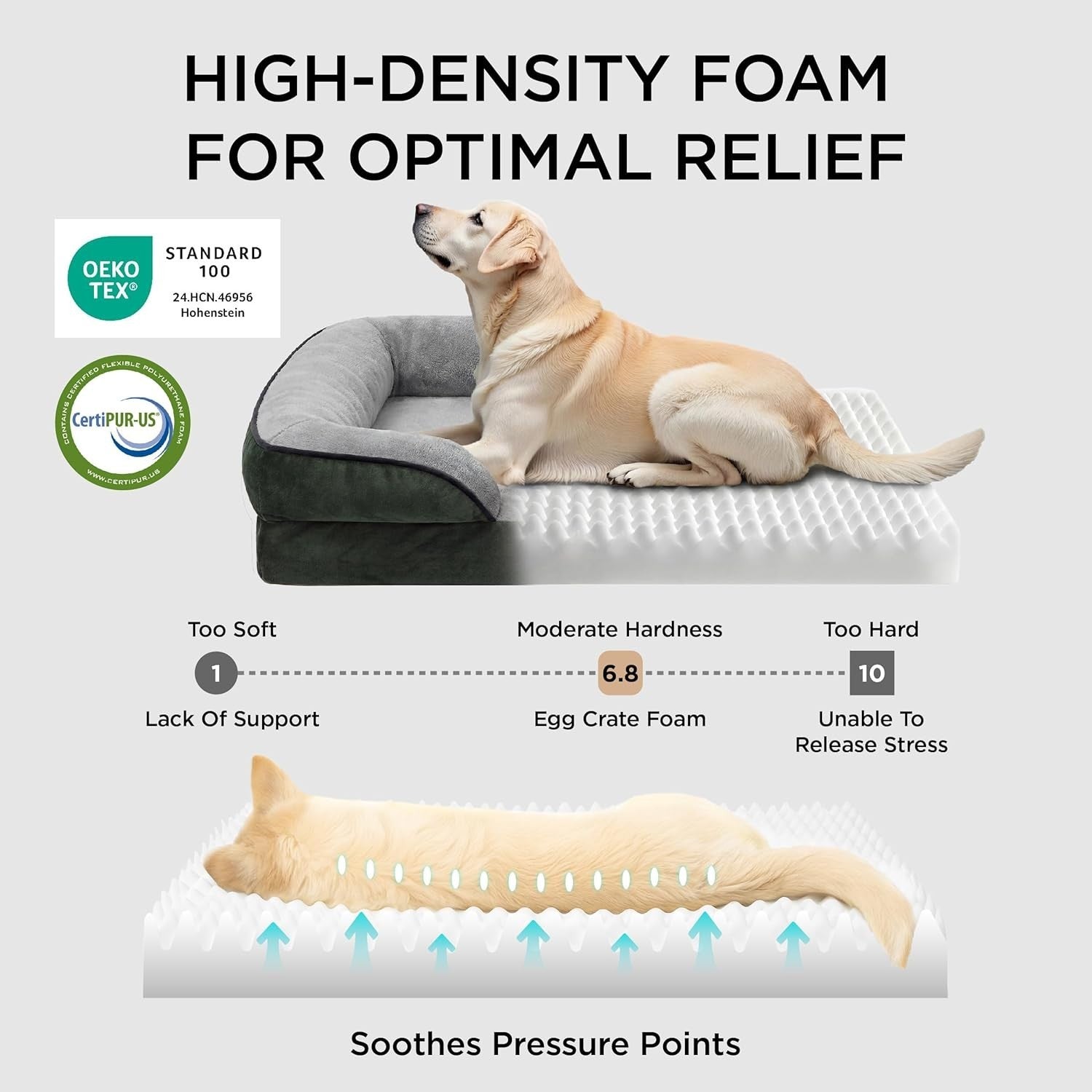 Medium Orthopedic Dog Bed Waterproof Washable Sofa 71x58x16cm
