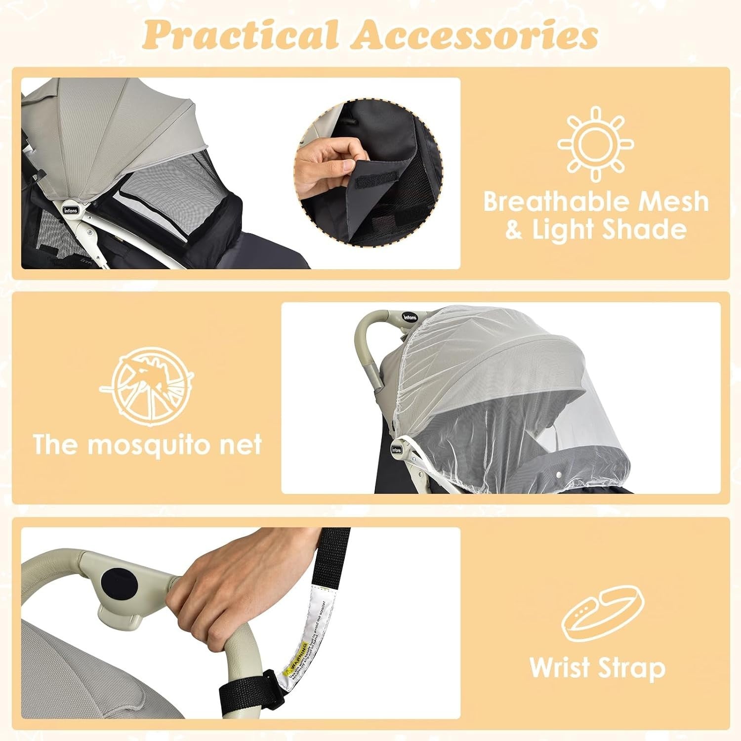 Lightweight Baby Stroller One Hand Fold Travel Buggy 5 Point Harness