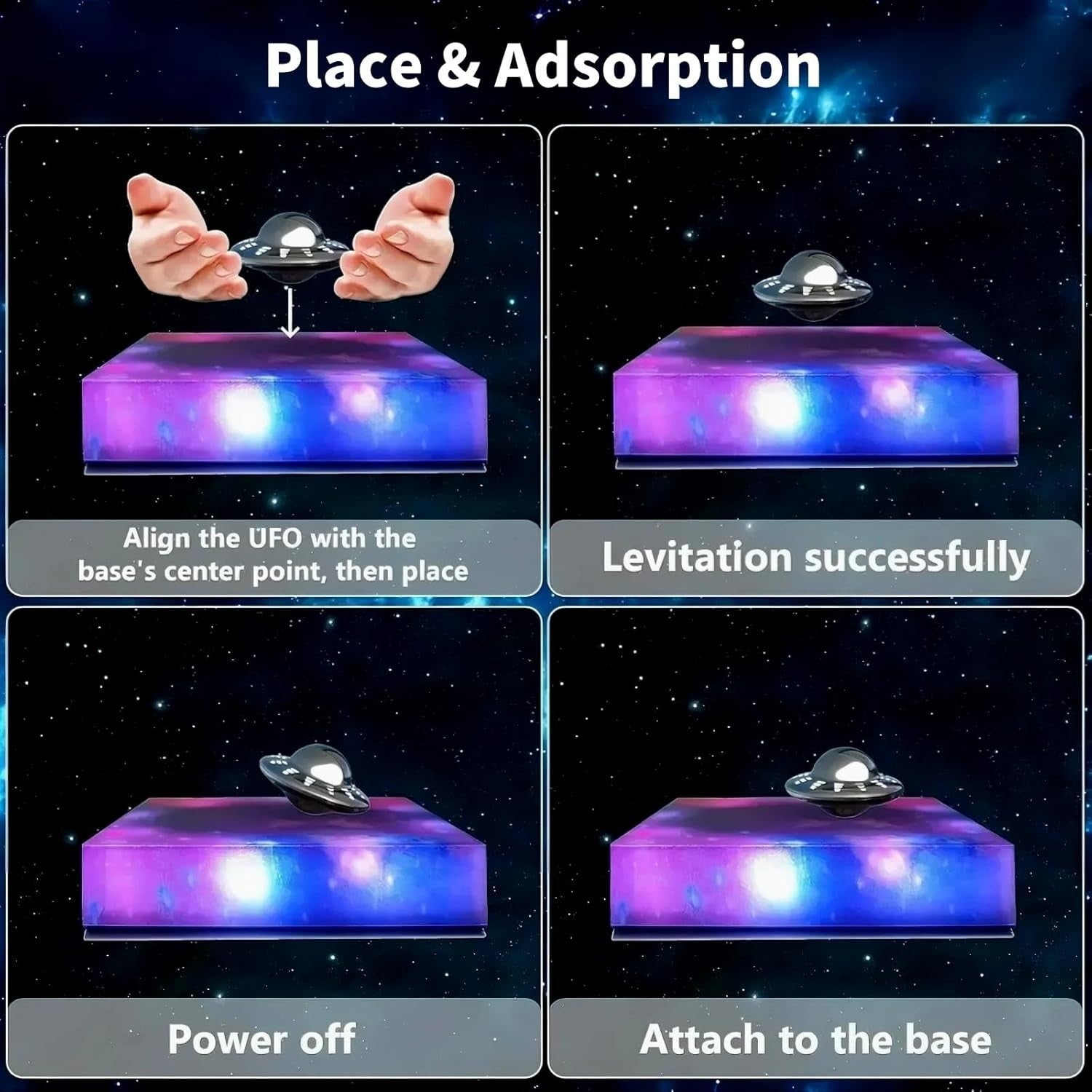 Levitating UFO Lamp, Magnetic Floating 360° Rotating RGB Night Light