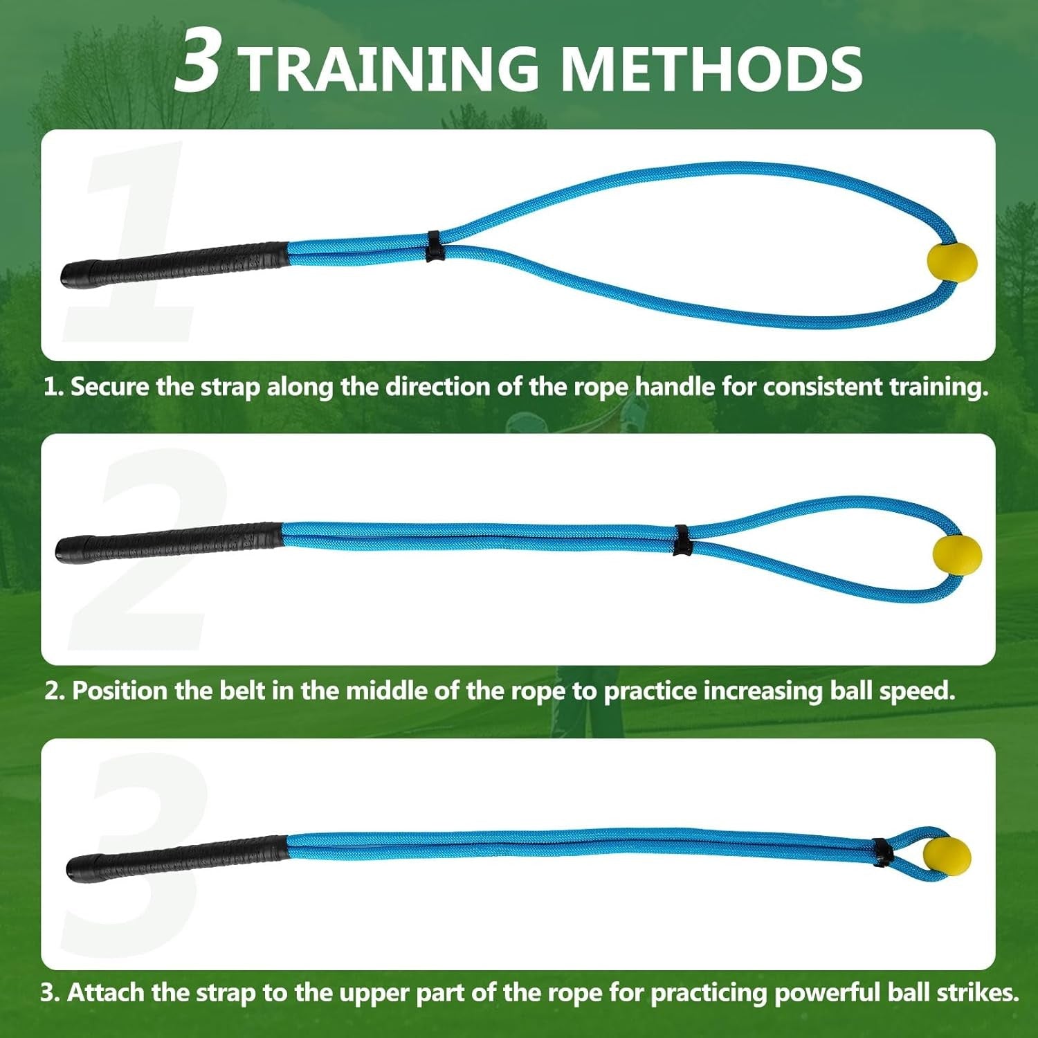 Golf Rope Swing Trainer Set Weighted Ball Tempo & Arm Band Aid