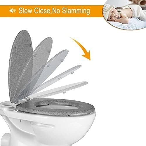 Wooden Toilet Seat Soft Close MDF Heavy Duty Standard WC 43.8x37.8cm Decorative