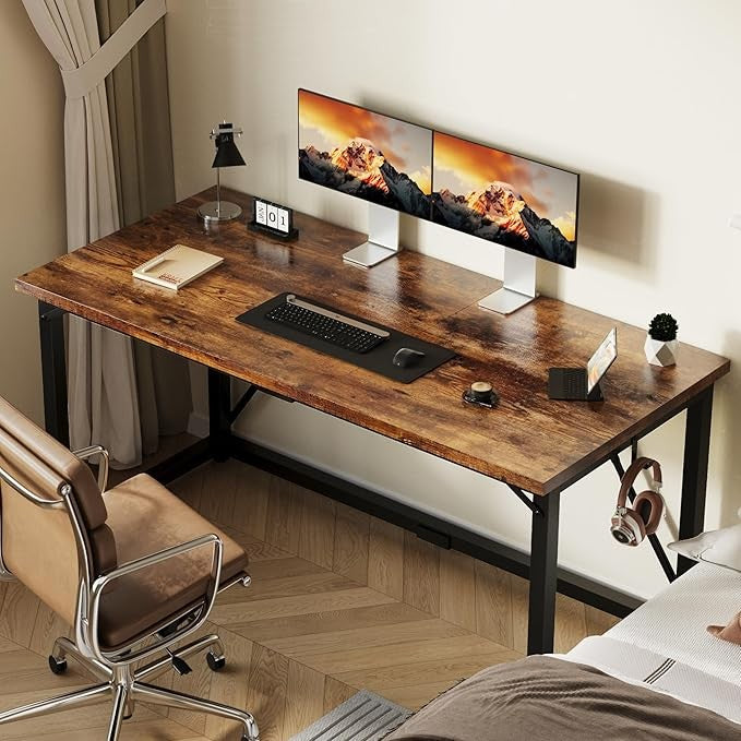 Home Office Computer Desk Industrial Style Study Table Metal Frame 140x50cm
