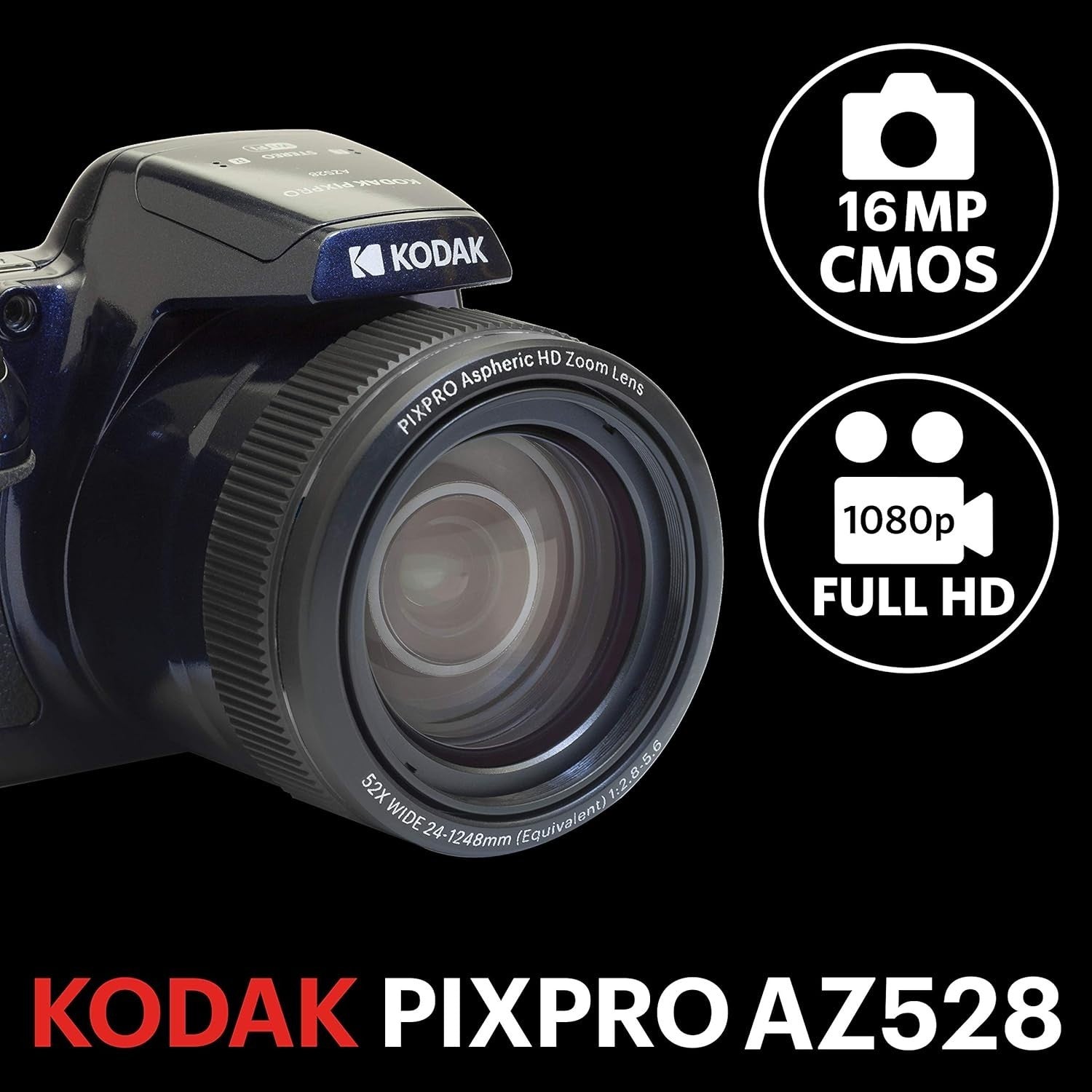 52X Optical Zoom Digital Bridge Camera 16MP Full HD 1080P LCD