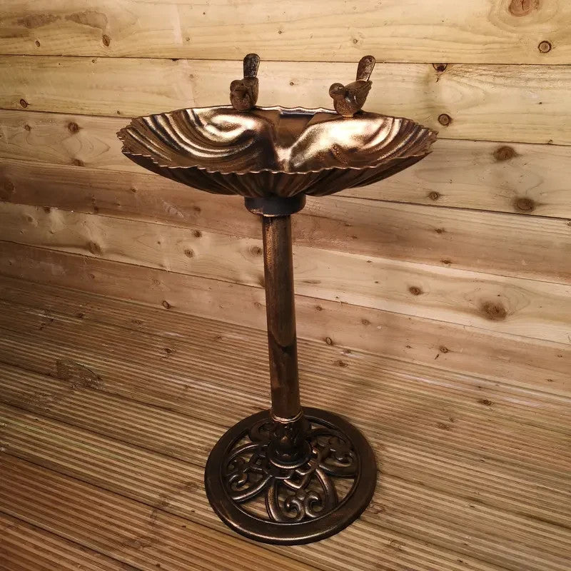 Bronze Garden Bird Bath Feeder Ornament w/ Sculptures – 81cm Tall Outdoor