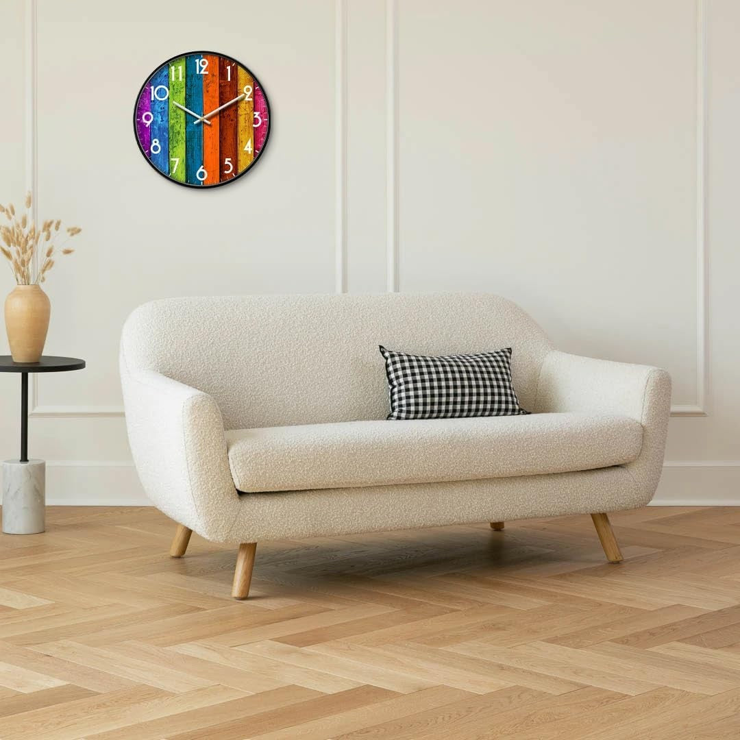 Colourful 14inch Wall Clock Silent Quartz Large Rainbow Modern Home Decor
