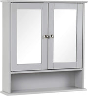 Bathroom Mirror Cabinet Double Door Wall Mounted Storage with Adjustable Shelves