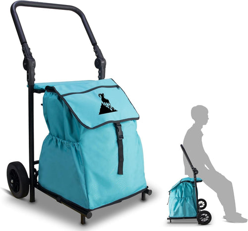 Foldable Utility Shopping Cart 120L Bag Seat 110lb Load Trolley
