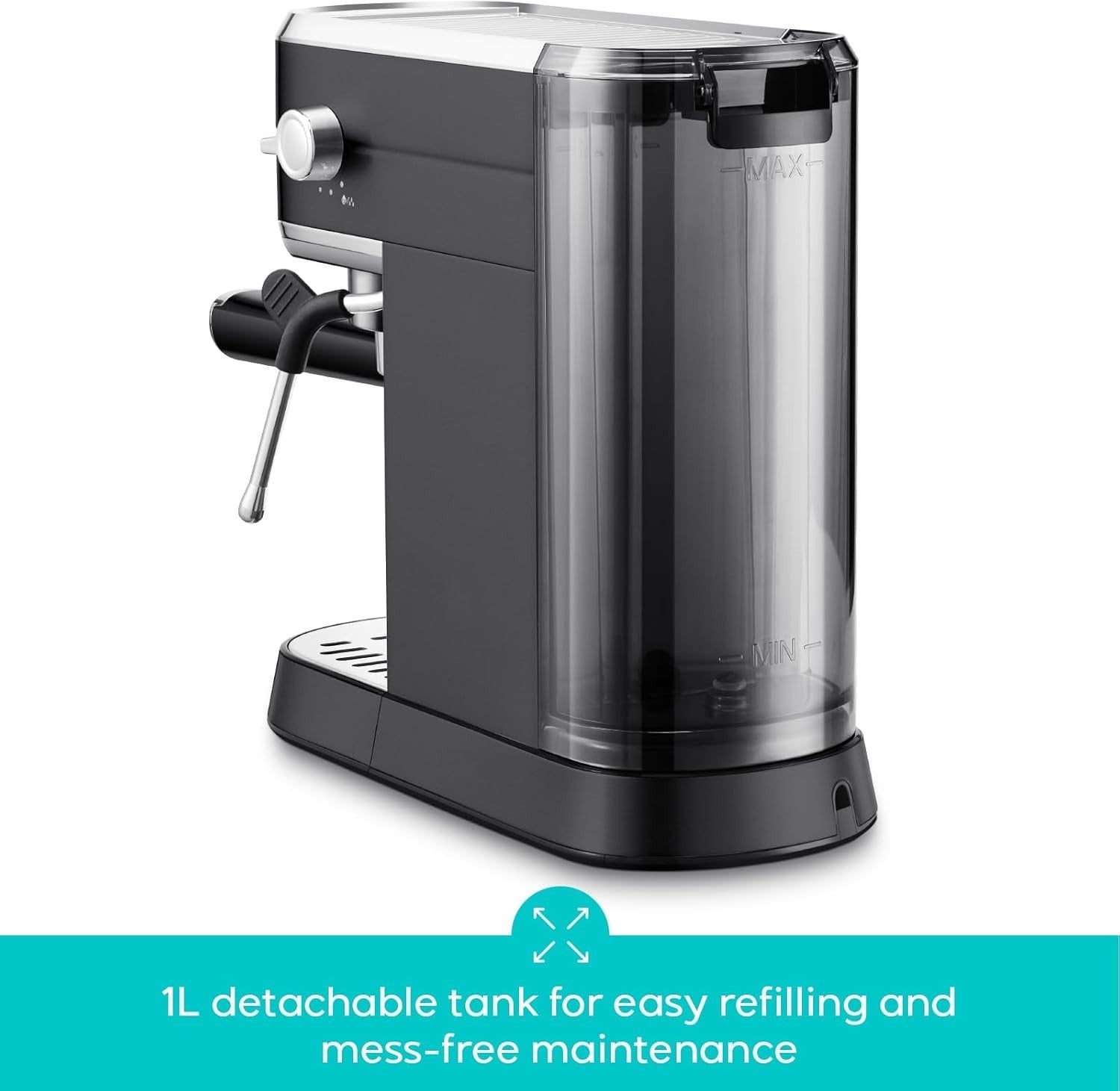 20 Bar Espresso Coffee Machine with Milk Frother 1L Stainless Steel Barista