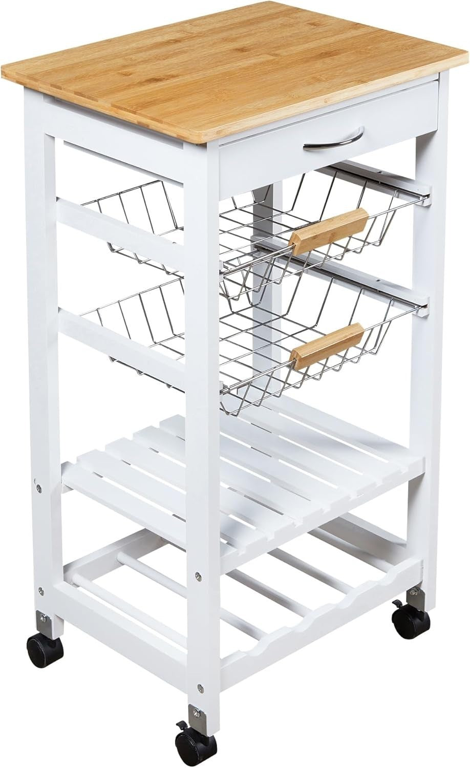 5 Tier Kitchen Trolley on Wheels w/ Drawer Baskets