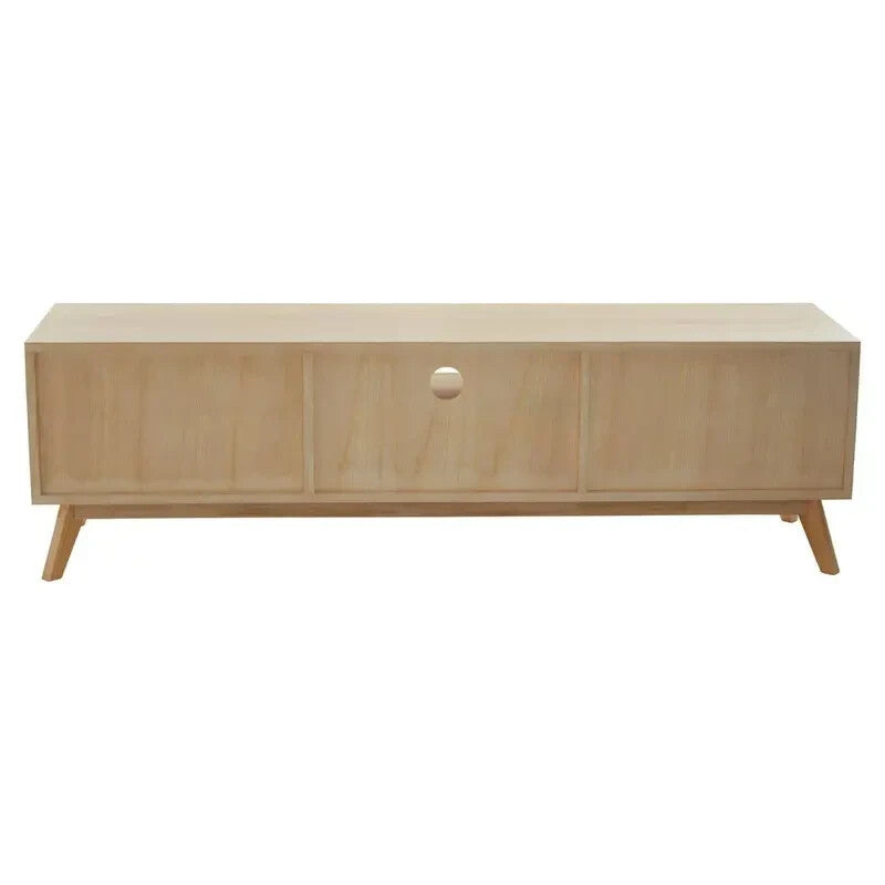 Mid Century TV Unit Oak Effect Low Cabinet 2 Door Media Stand 150cm Wide