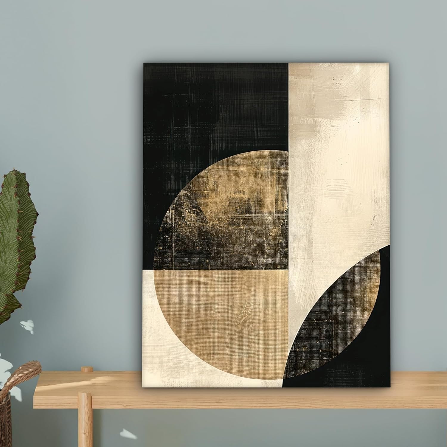 Abstract Canvas Wall Art 30x40cm Black Gold Modern Framed Decor