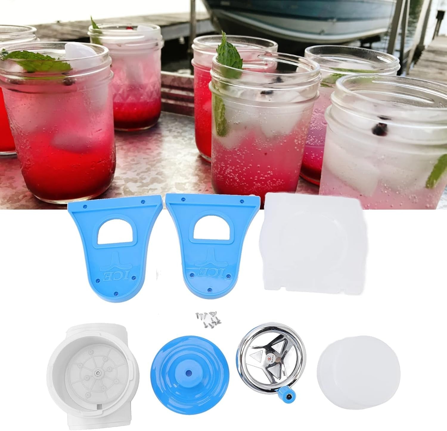 Manual Ice Crusher Shaved Ice Maker Portable Slush Snow Cone Blue