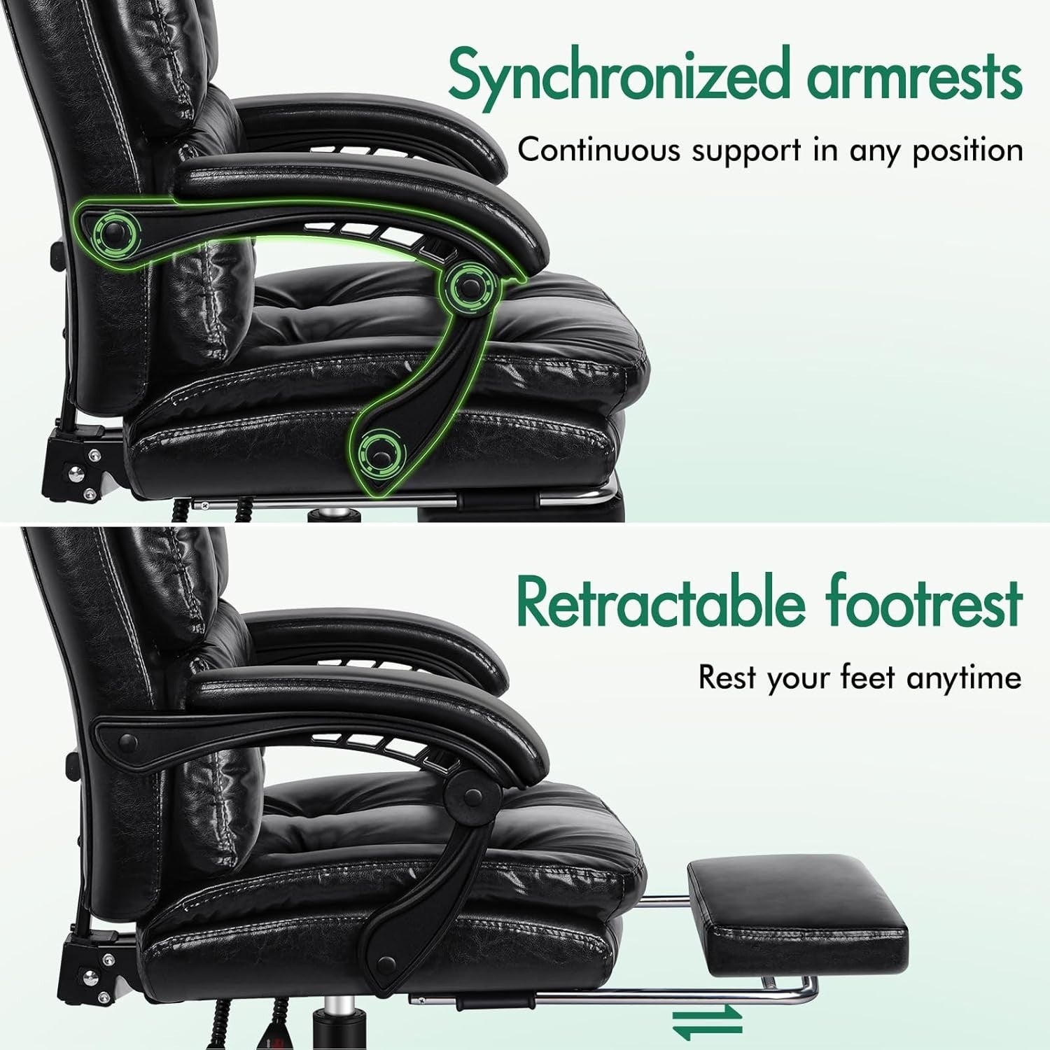Luxury Ergonomic Office Chair Recliner Executive PU Leather Gaming Desk Seat