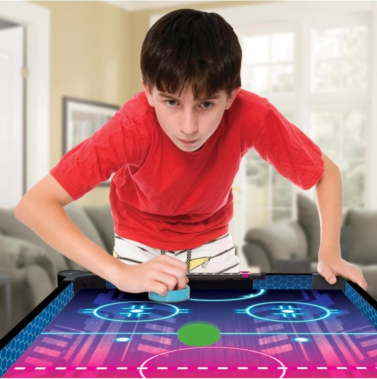 Neon Air Hockey Table 2.7FT High Speed Indoor Arcade Game Kids Adults