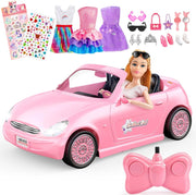 RC Car & Doll Toy Set for Girls – 10 Accessories, 3 Outfits & Stickers