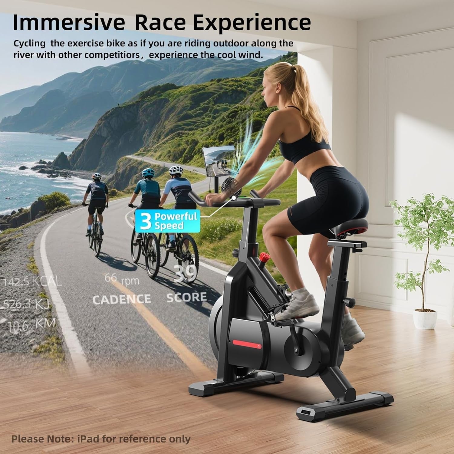 Self-Powered Magnetic Spin Bike w/ App Sync, LED Feedback & 100 Resistance Level