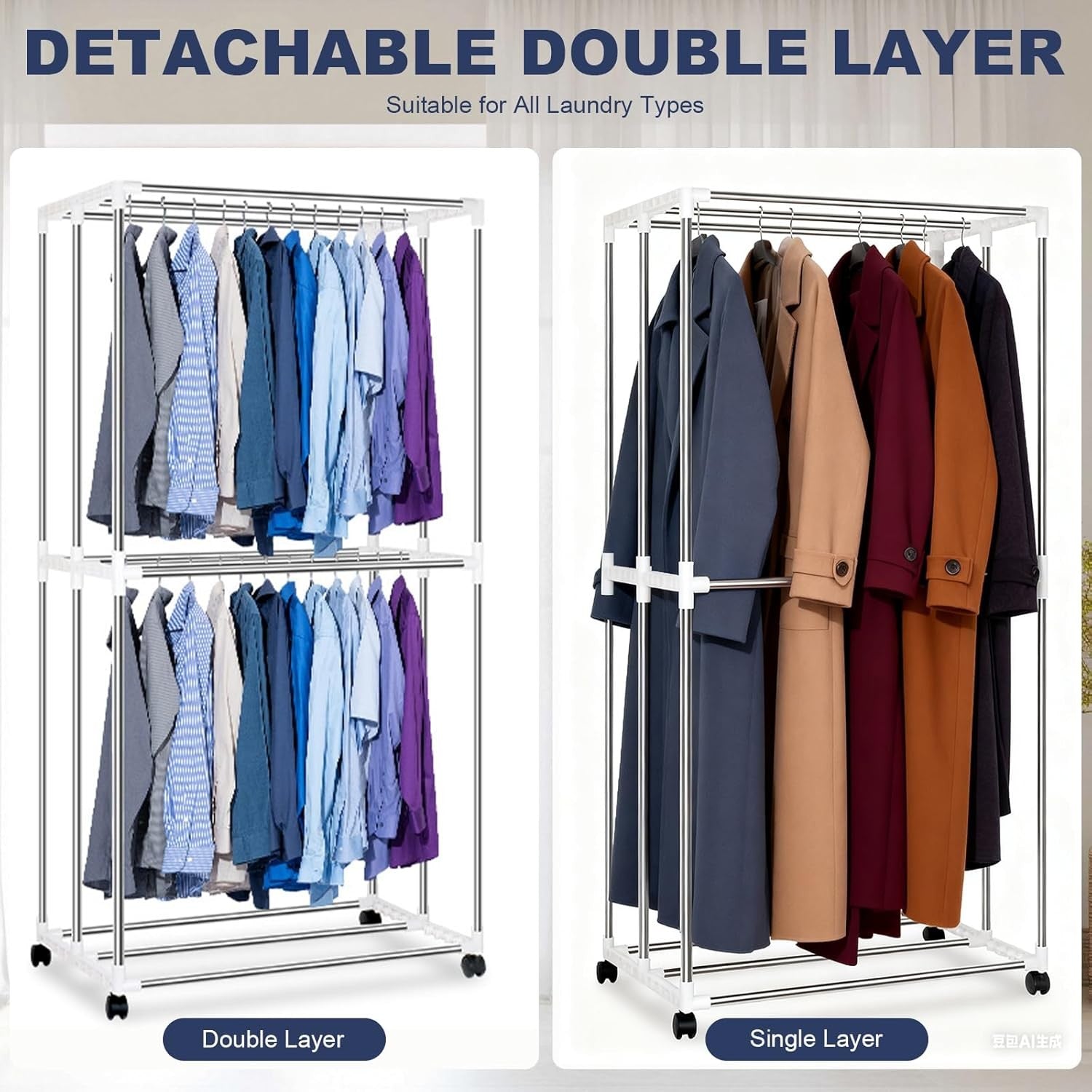 1500W Electric Clothes Dryer Cabinet Heated Airer 2 Tier Foldable Indoor