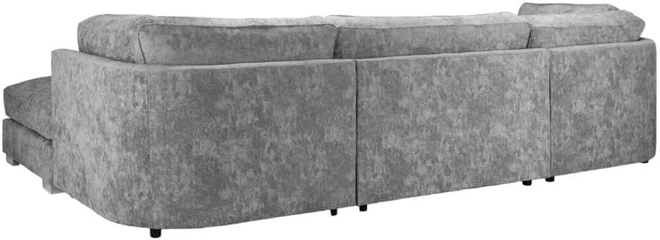 Grey U Shaped Sectional Sofa with Double Chaise Modern 6 Seater