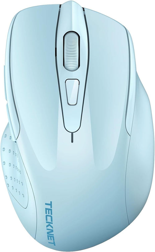Light Blue Silent Bluetooth Mouse 4800DPI Ergonomic Rechargeable Laptop PC