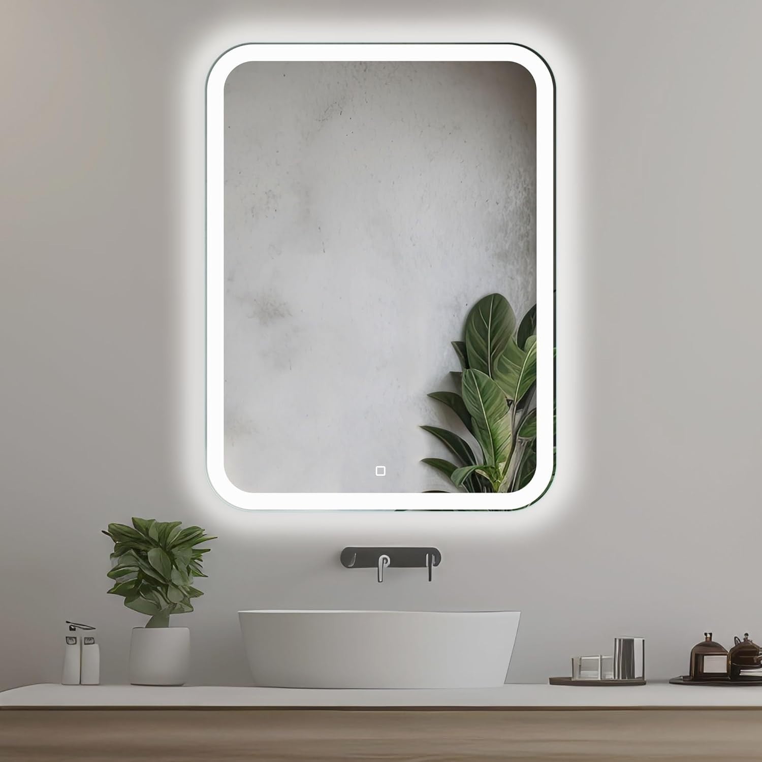 LED Bathroom Mirror 60x80cm Touch Sensor, Rounded Corners, Energy Efficient