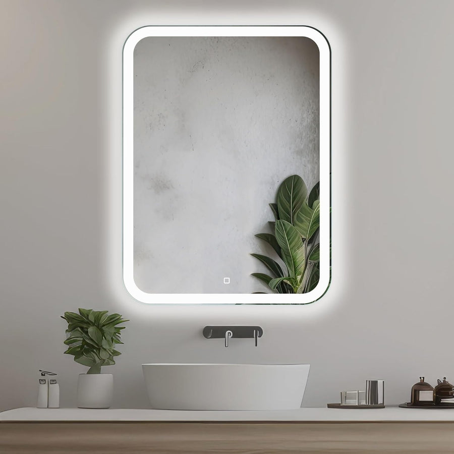 LED Bathroom Mirror 60x80cm Touch Sensor, Rounded Corners, Energy Efficient