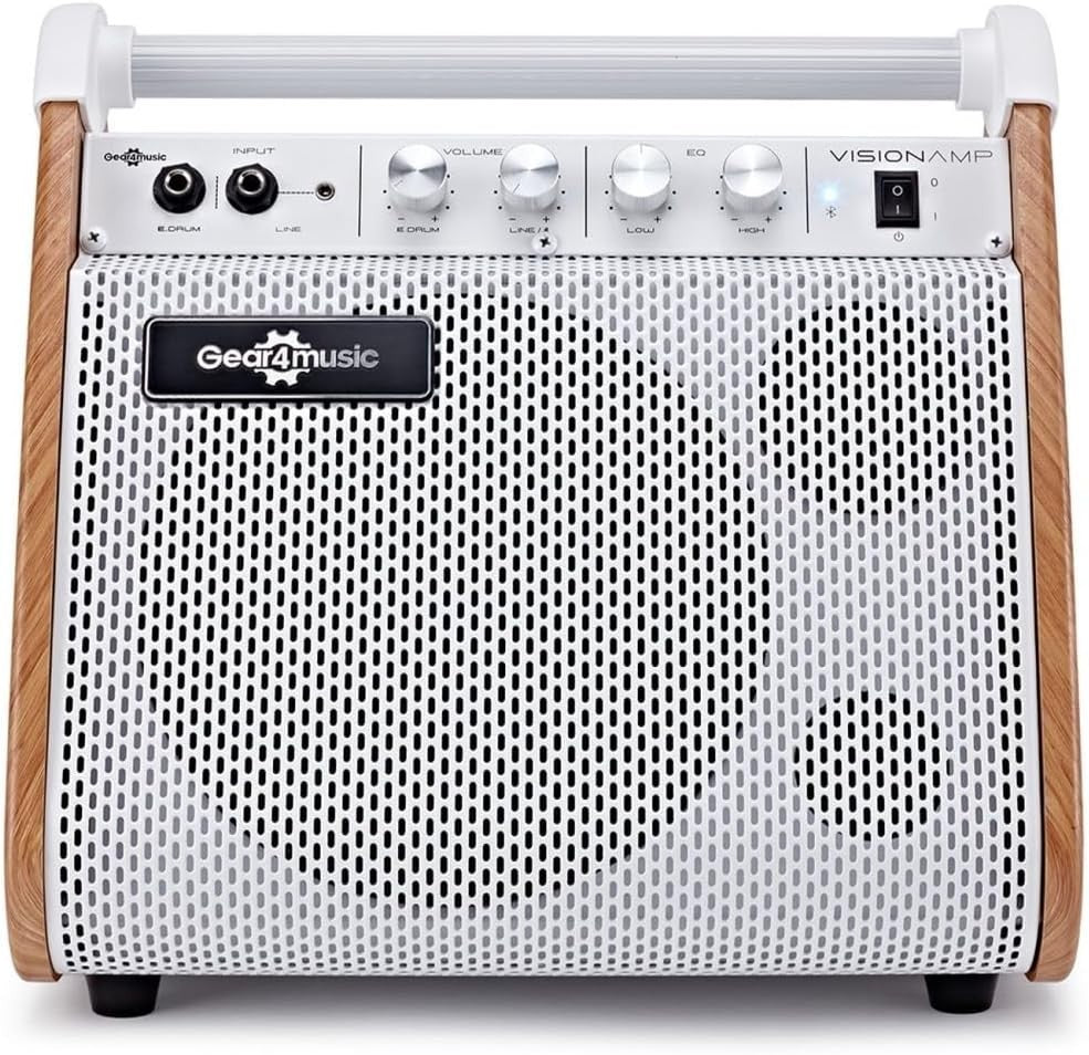 50W Drum Keyboard Amplifier White VISIONAMP Bluetooth EQ