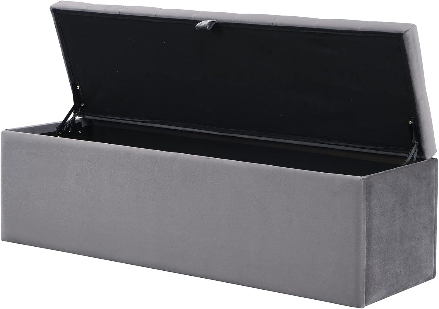 Large Velvet Storage Ottoman Bench with Cushion – Bedroom Hallway Footstool