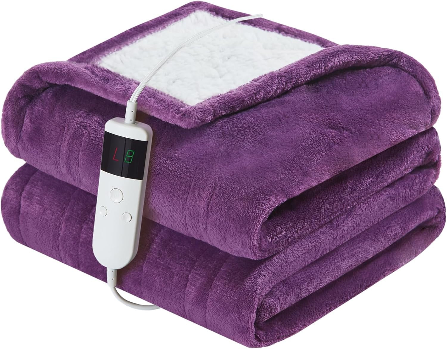 Electric Heated Blanket 130x160cm Sherpa 10 Heat Settings Timer