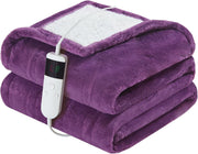 Electric Heated Blanket 130x160cm Sherpa 10 Heat Settings Timer