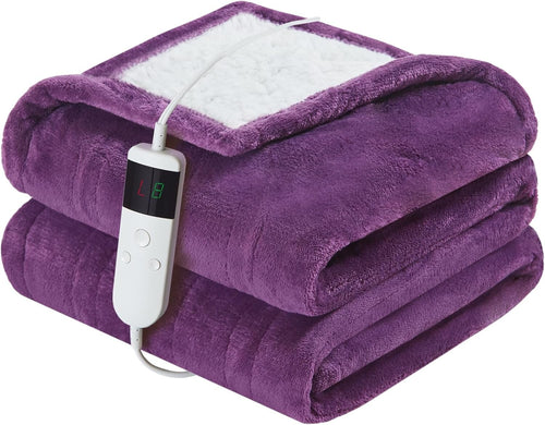 Electric Heated Blanket 130x160cm Sherpa 10 Heat Settings Timer