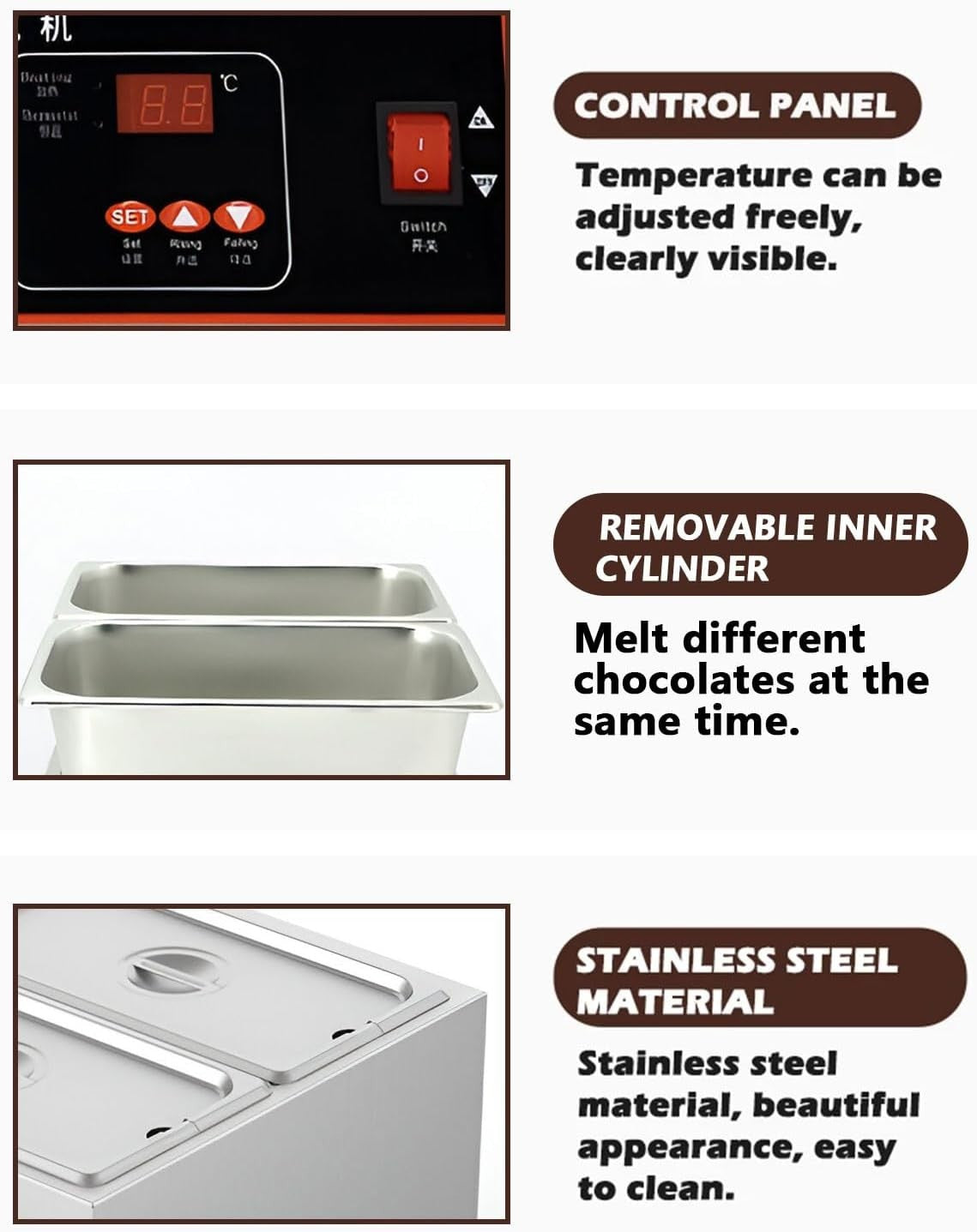 Electric Chocolate Melting Pot Stainless Steel Tempering Machine
