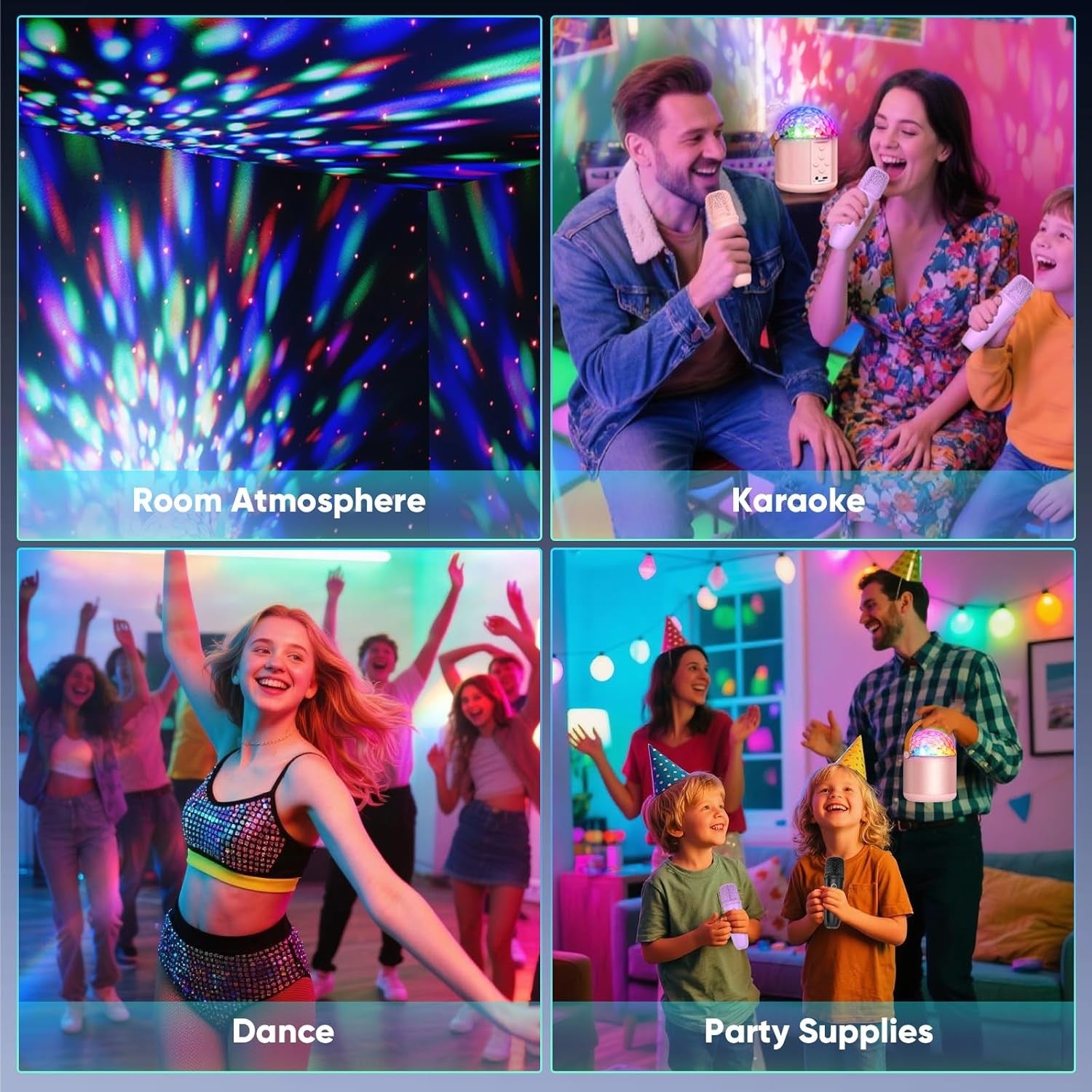 Girls Karaoke Machine with 2 Mics LED Party Speaker Gift