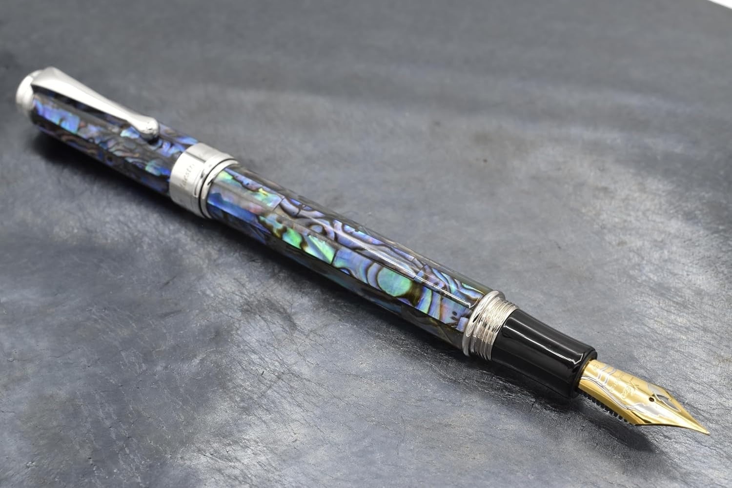 Luxury Natural Abalone Sea Shell Fountain Pen Extra-Fine Nib Platinum